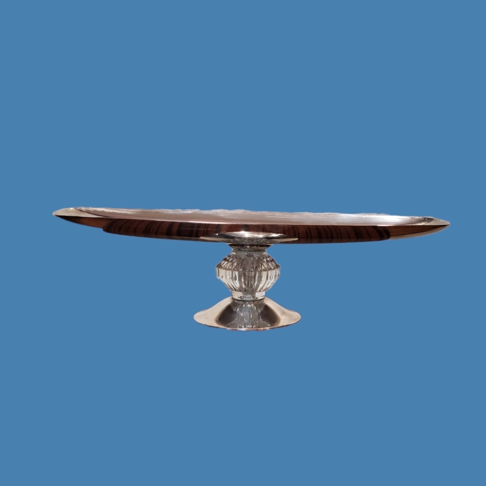 Antique SSS Quadruple Silverplate Candy Dish with Crystal Pedestal